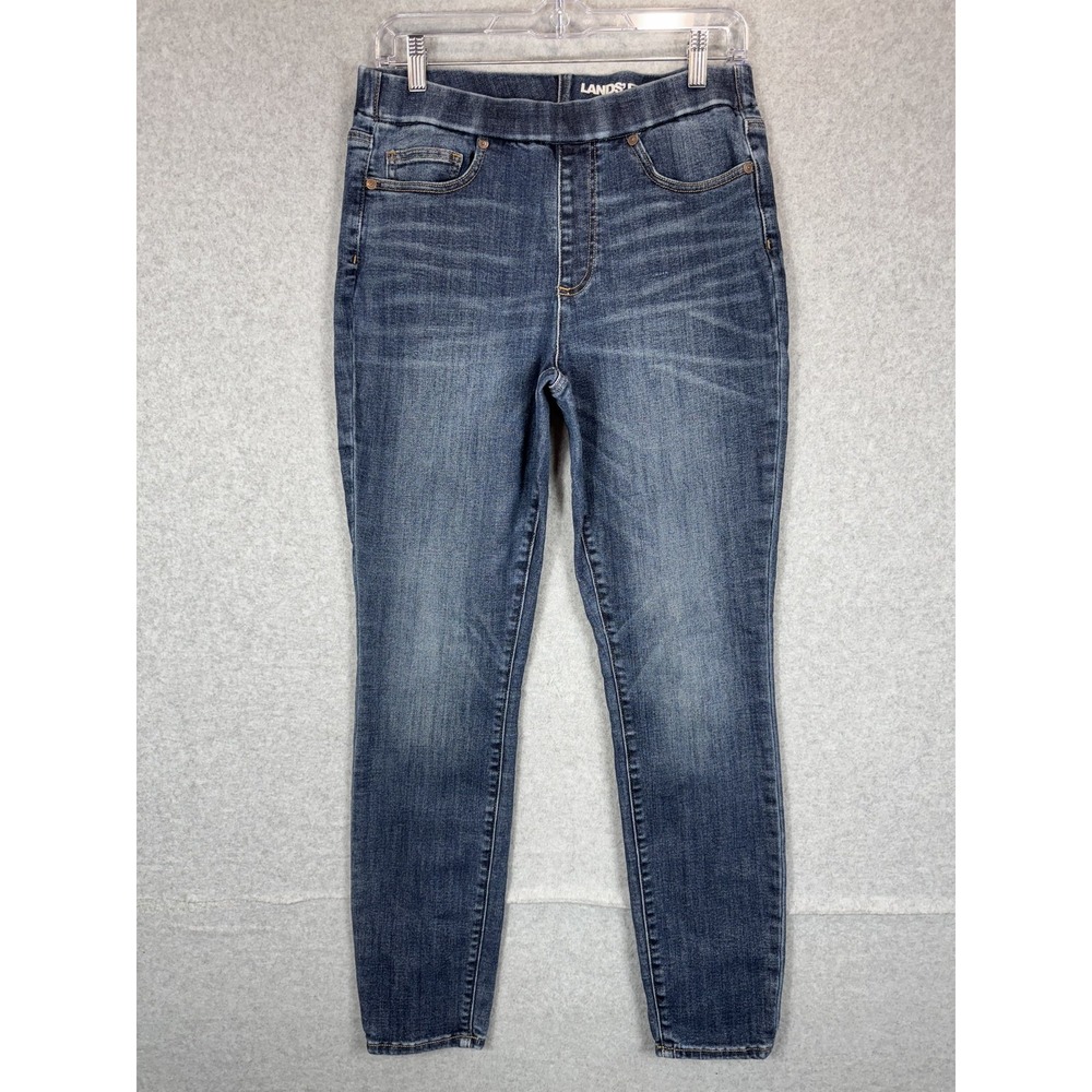 Lands End Jeans Womens 8 Blue Semi High Rise Pull-On Skinny‎ Jegging Stretch
